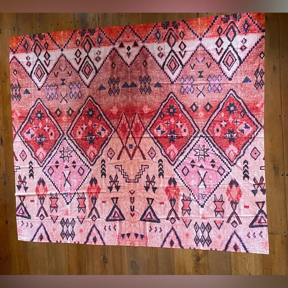 Tapestry‎ Wallhanging or Bed Cover, Geometric Pattern 78 x 66”